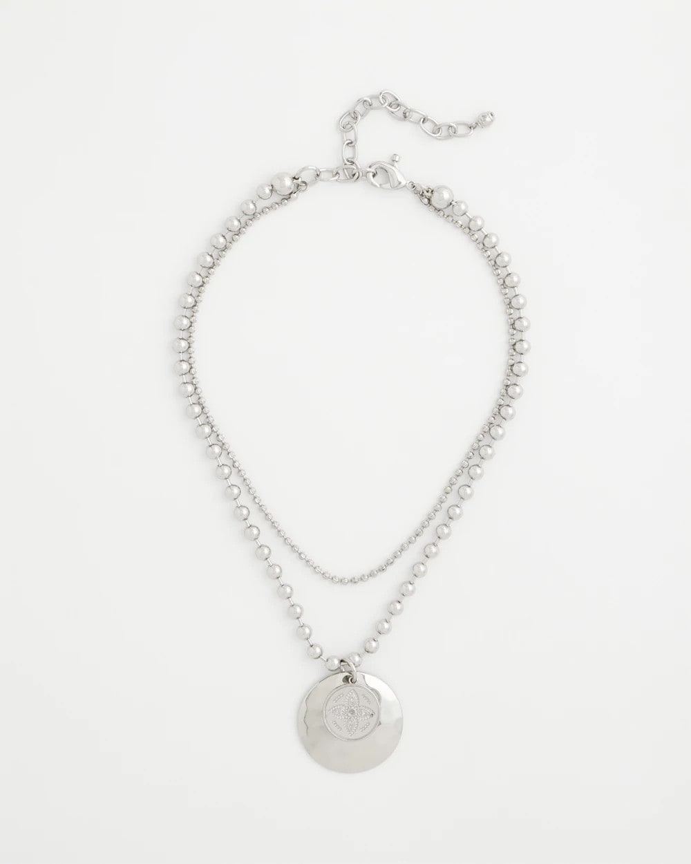 Short Silver Ball Chain Pendant