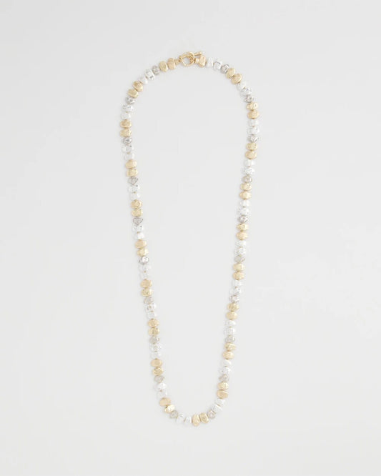Mixed Metal Long Single Strand Necklace