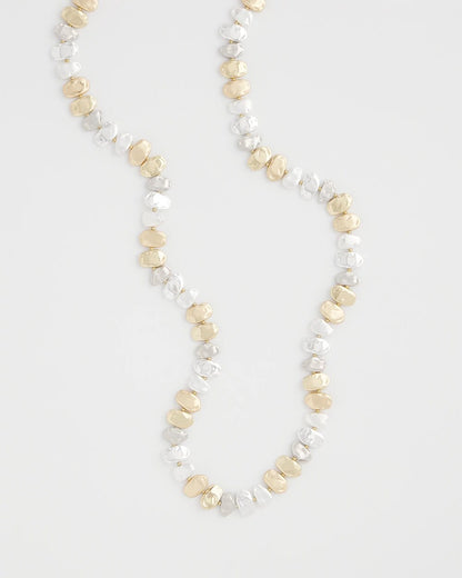 Mixed Metal Long Single Strand Necklace