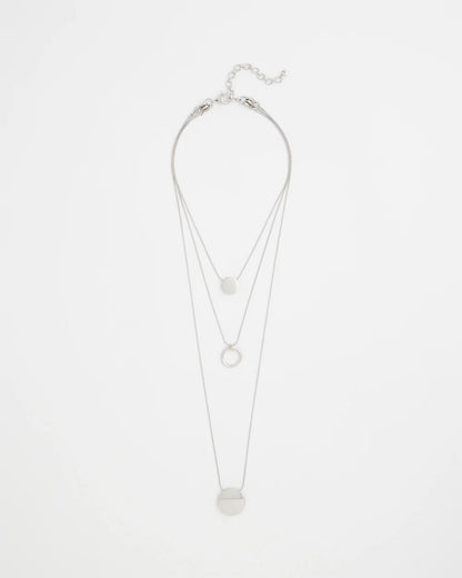 Silver Triple Pendant Necklace