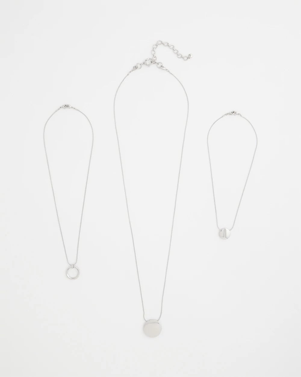 Silver Triple Pendant Necklace