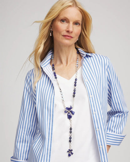 Blue Flower Long Y-Necklace