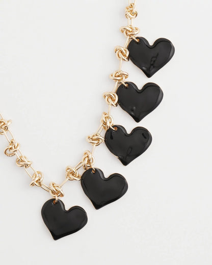 Black Heart Drop Off Necklace