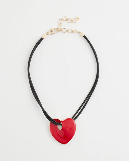 Red Enamel Heart Pendant Necklace