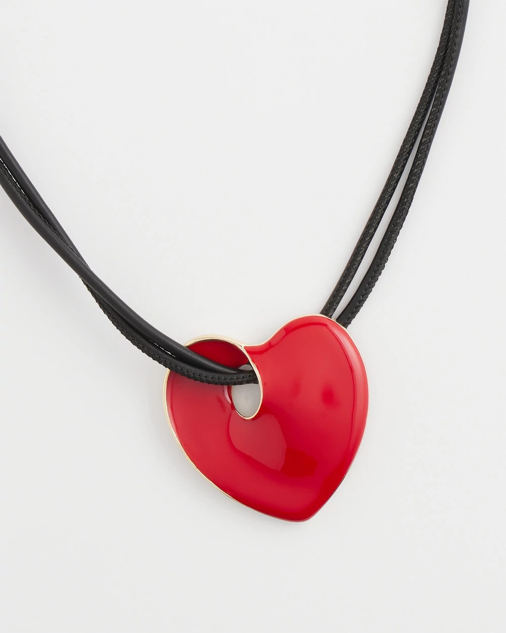 Red Enamel Heart Pendant Necklace