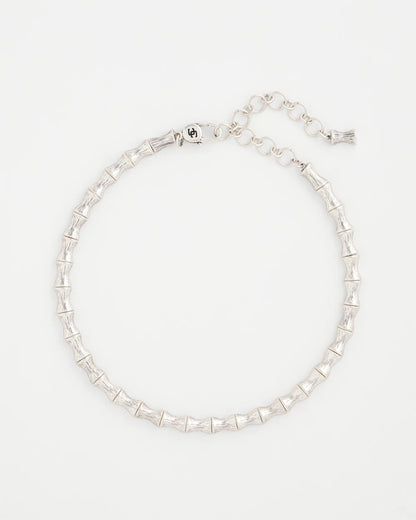 Silvertone Bamboo Collar Necklace
