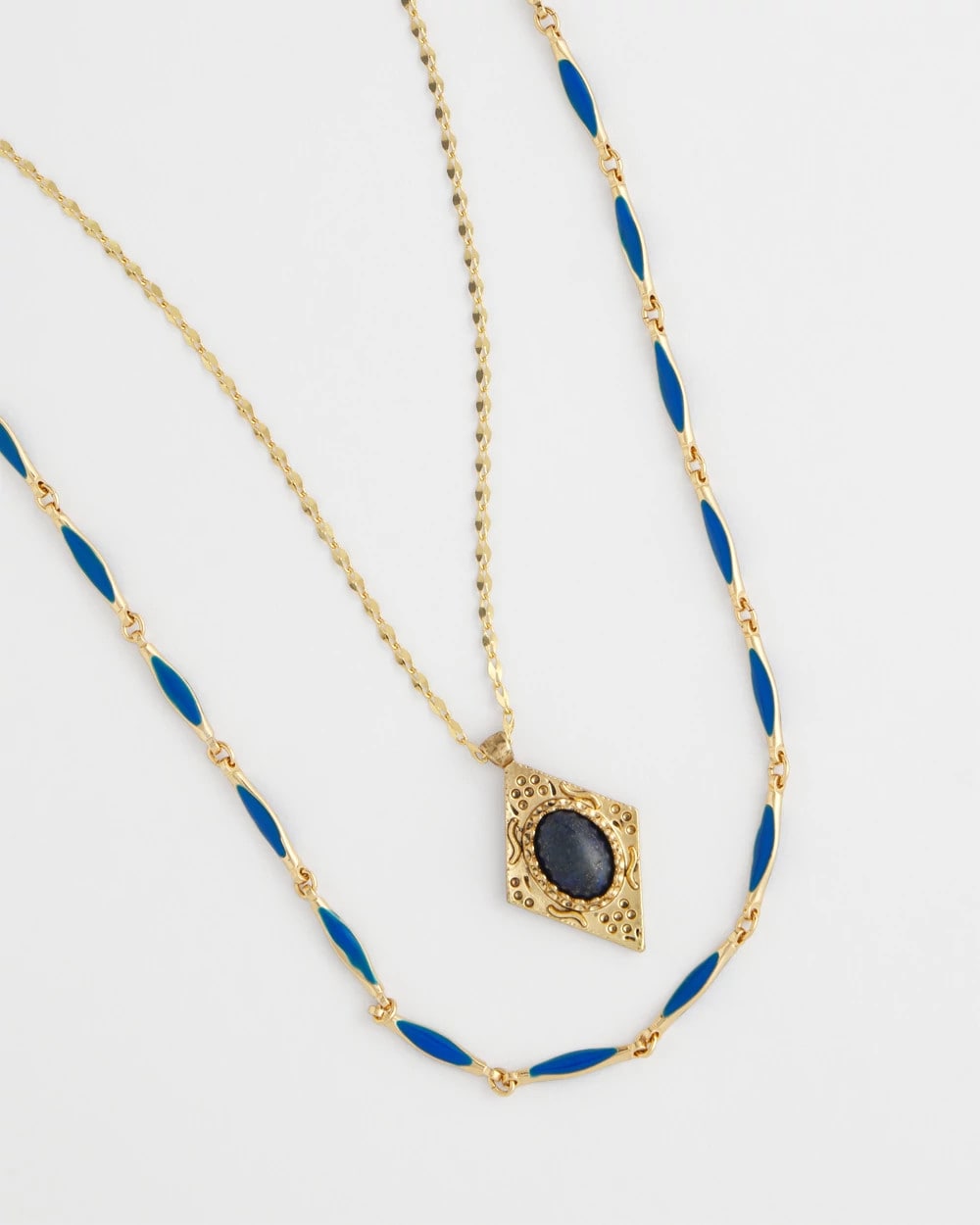 Double-Strand Sodalite Pendant Necklace