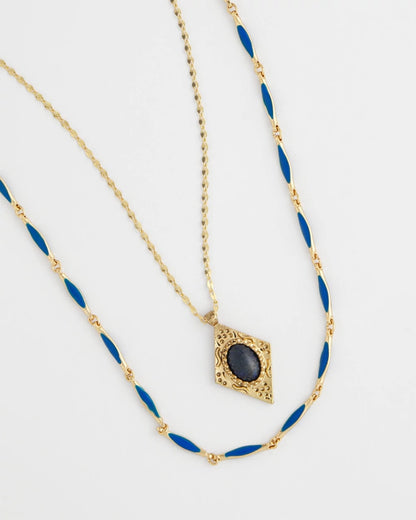 Double-Strand Sodalite Pendant Necklace