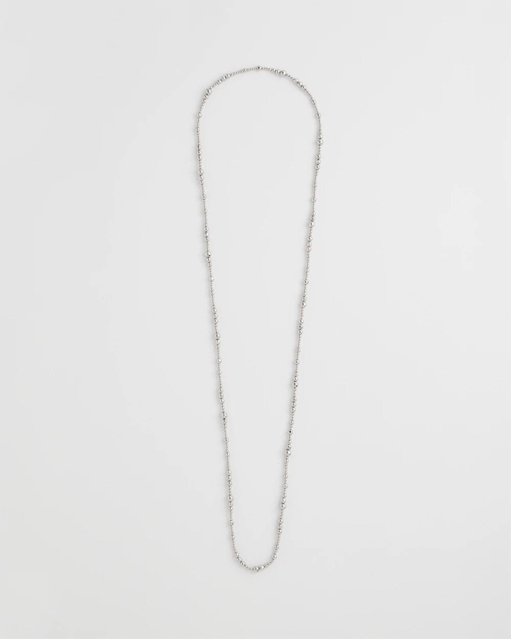 Silvertone Long Beaded Necklace