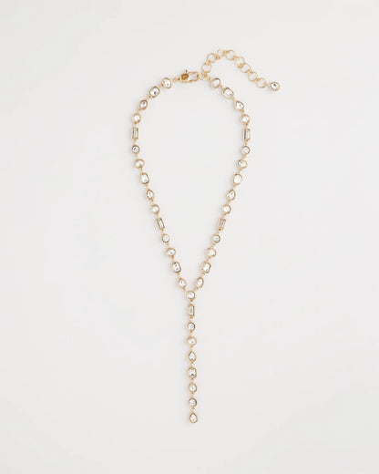 Bezel Set Goldtone Y-Necklace