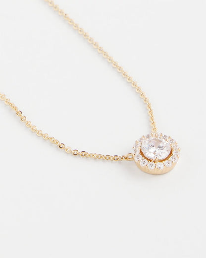 Gold Tone Drop Stone Necklace