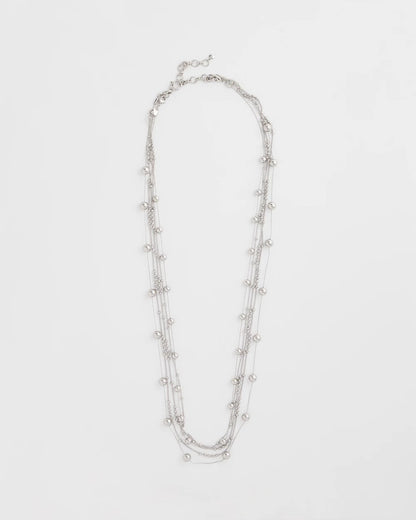 Multistrand Beaded Silvertone Necklace