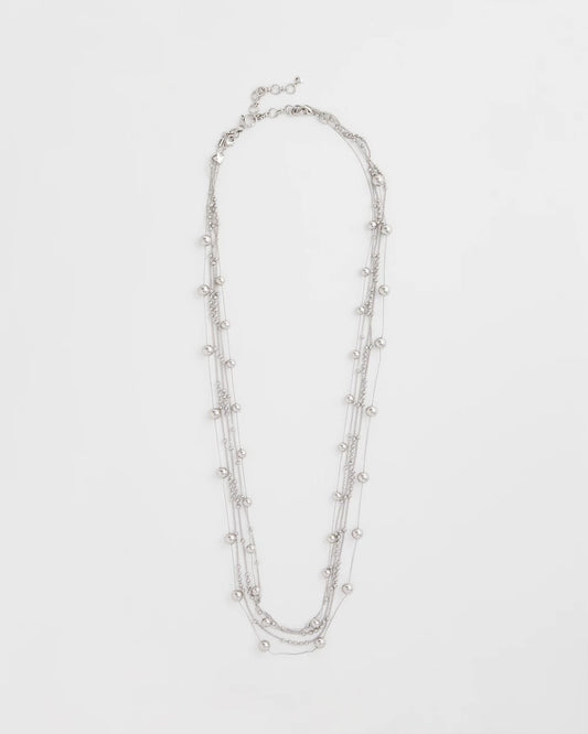 Multistrand Beaded Silvertone Necklace