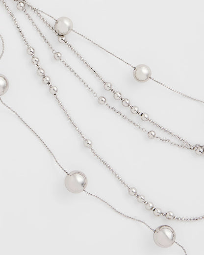 Multistrand Beaded Silvertone Necklace