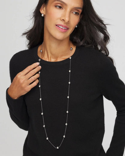 Multistrand Beaded Silvertone Necklace