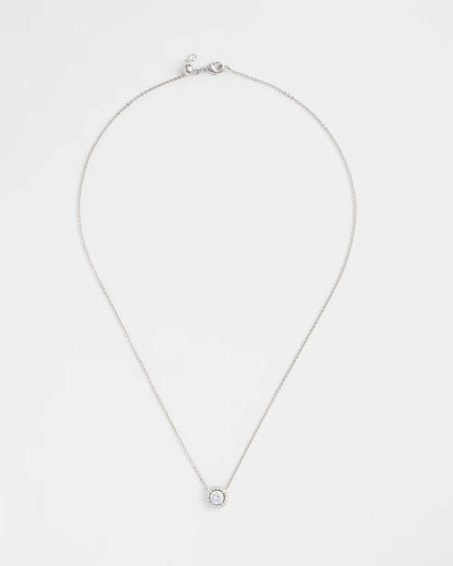 Silver Tone Drop Stone Necklace