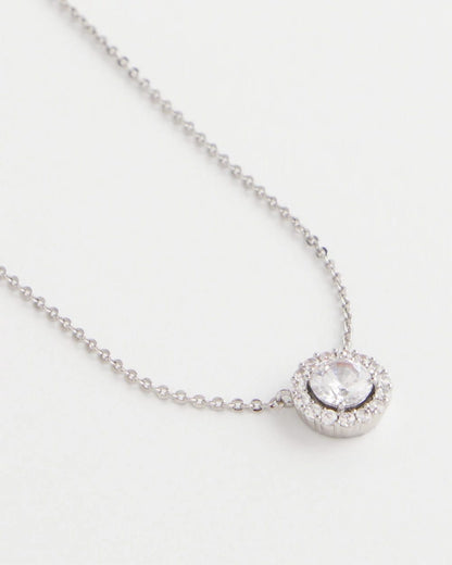 Silver Tone Drop Stone Necklace