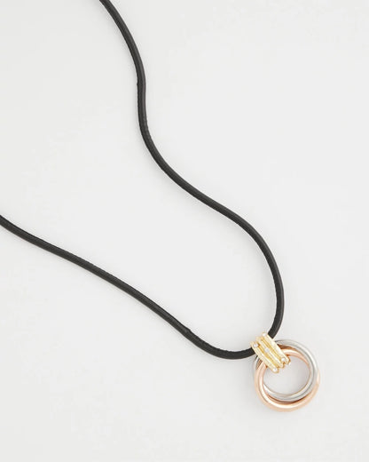 Adjustable Tri-Tone Pendant Necklace