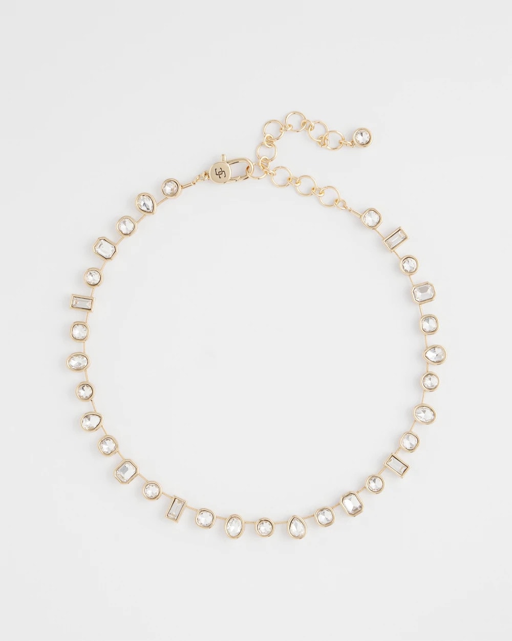 Bezel Set Short Goldtone Necklace