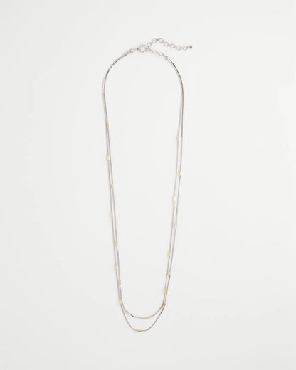 Mixed Metal Double Strand Necklace