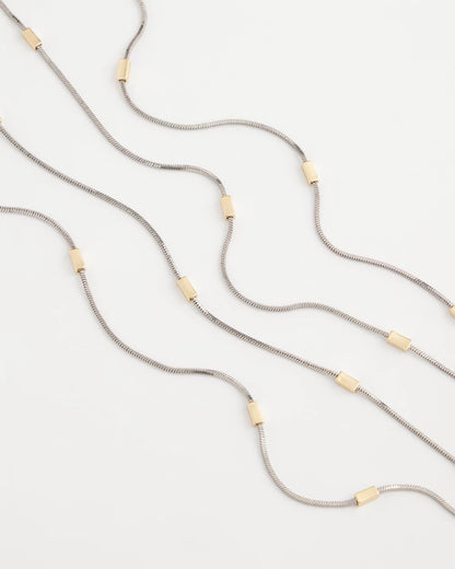 Mixed Metal Double Strand Necklace