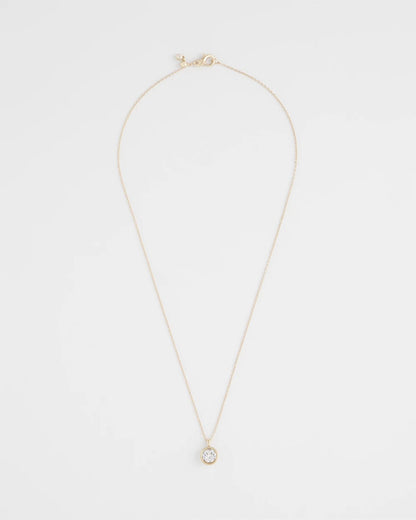 Bezel Set Pendant Goldtone Necklace