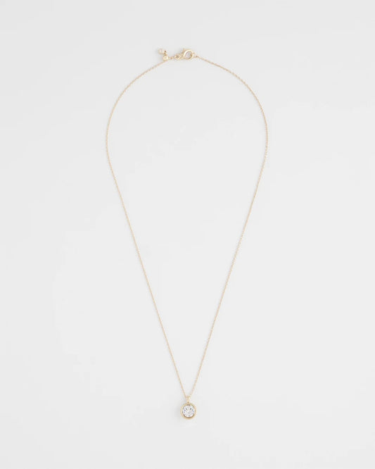 Bezel Set Pendant Goldtone Necklace