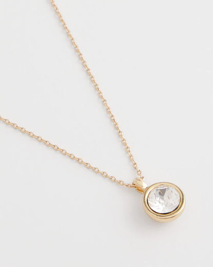 Bezel Set Pendant Goldtone Necklace