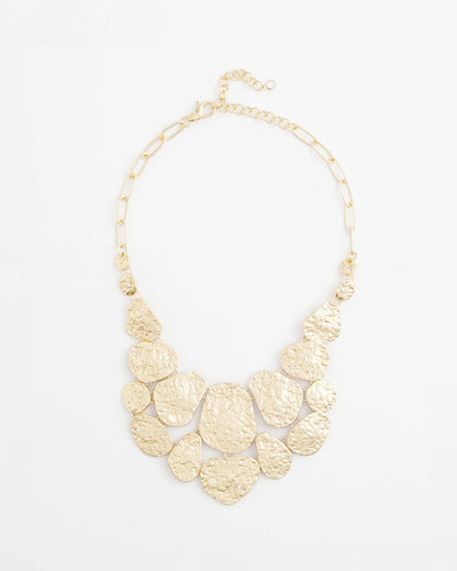 Molten Goldtone Bib Necklace