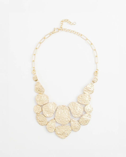 Molten Goldtone Bib Necklace