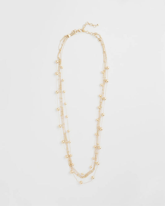 Multistrand Beaded Goldtone Necklace