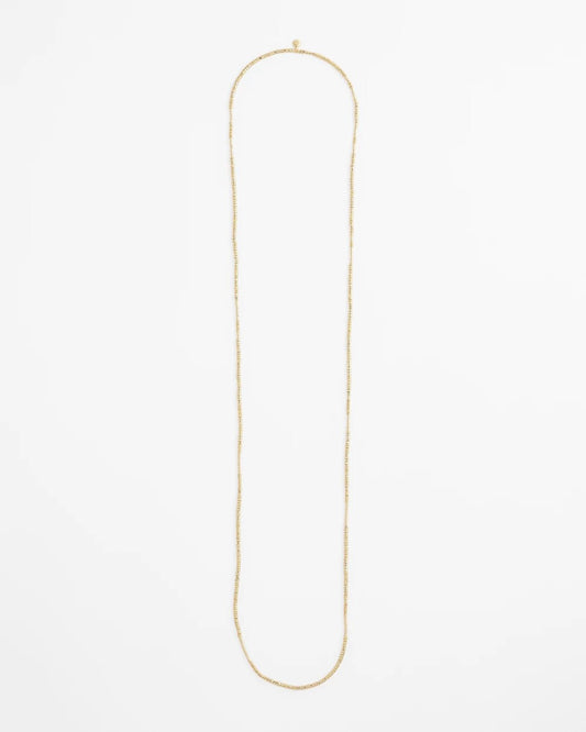 Long Goldtone Seed Bead Necklace