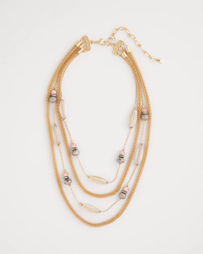 Multistrand Gold & Pink Tone Necklace