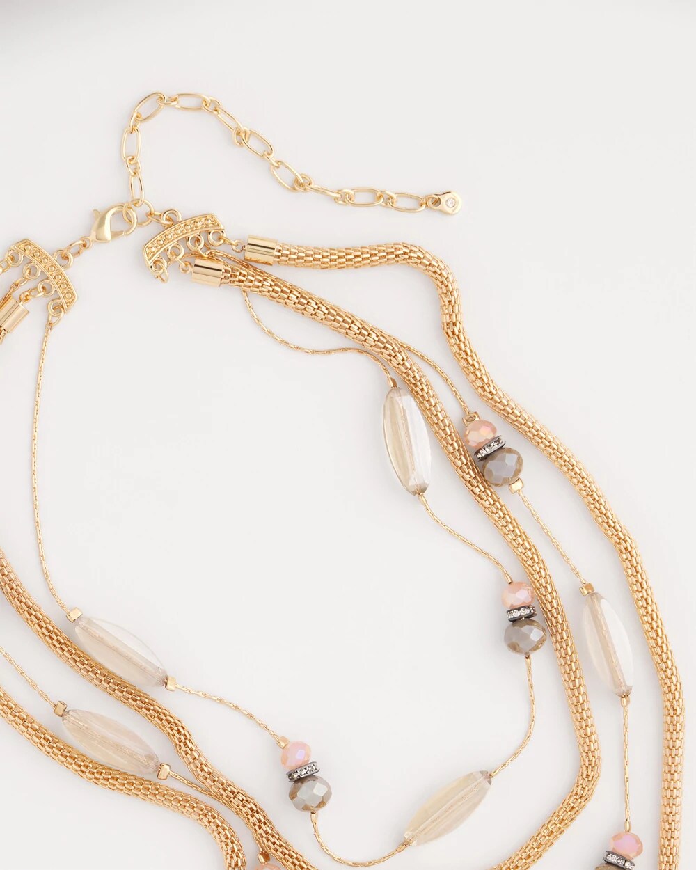 Multistrand Gold & Pink Tone Necklace
