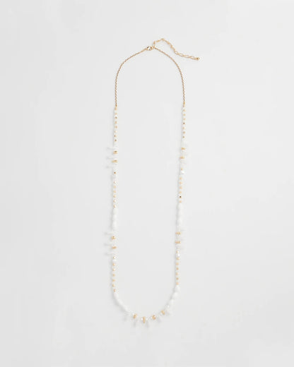 White Beaded Single Strand Necklace