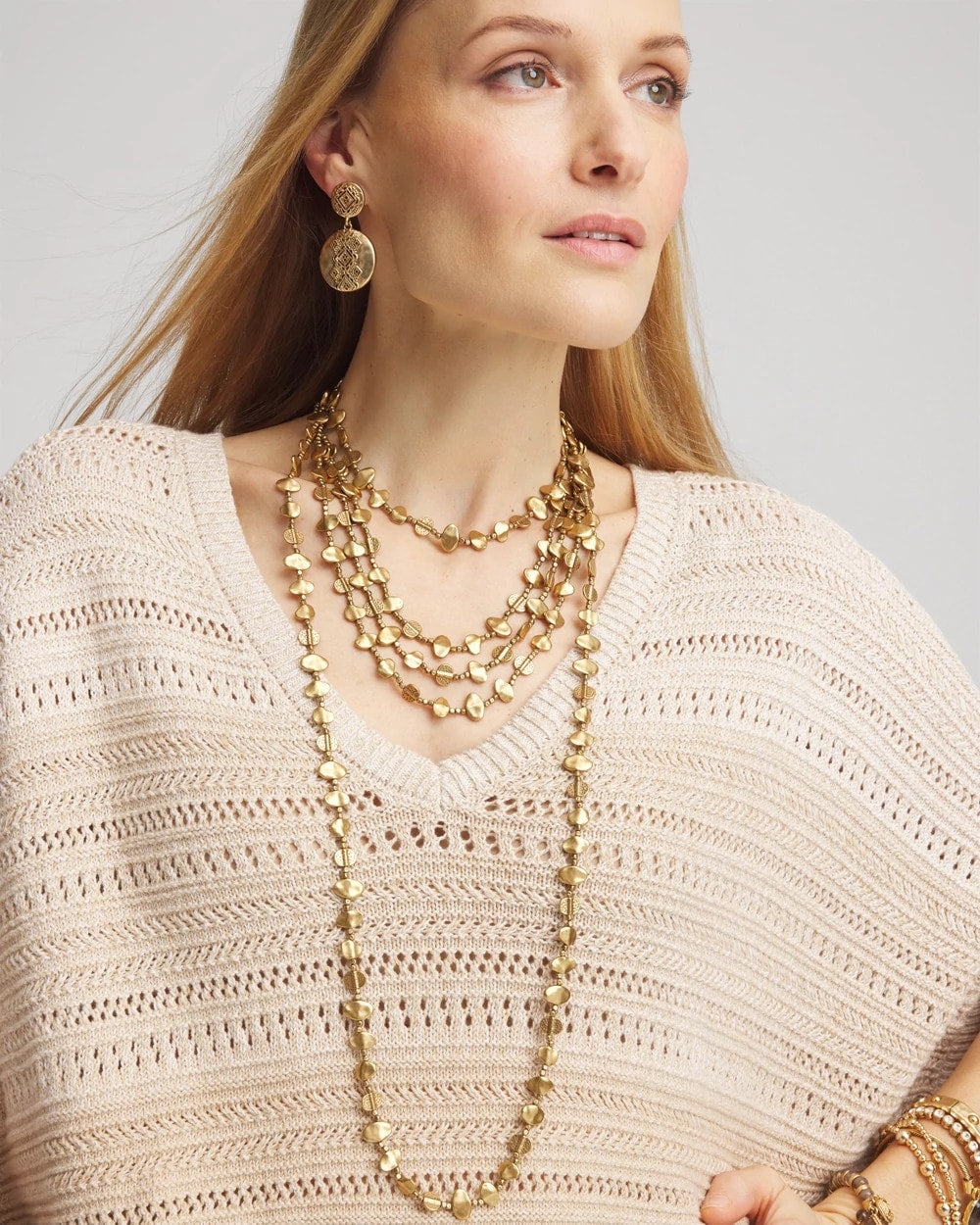 Gold Nugget Single Strand Necklace