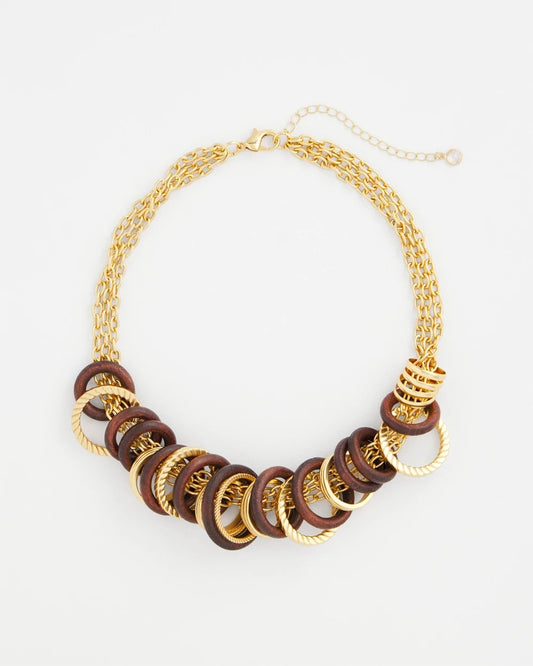 Wood & Gold Short Necklace