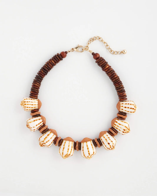 Shell & Wood Bib Necklace