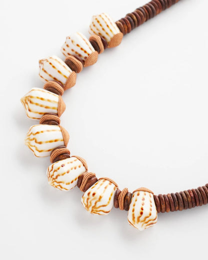 Shell & Wood Bib Necklace
