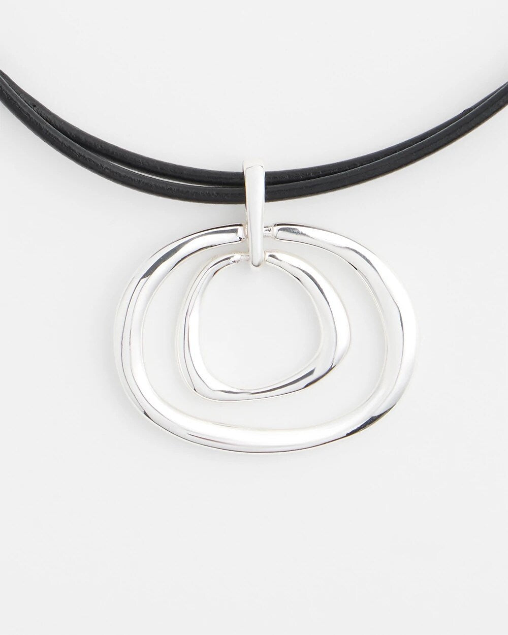 Silver Tone Rings Pendant Necklace