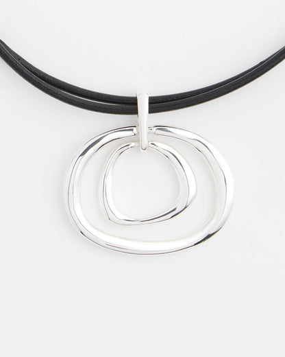 Silver Tone Rings Pendant Necklace