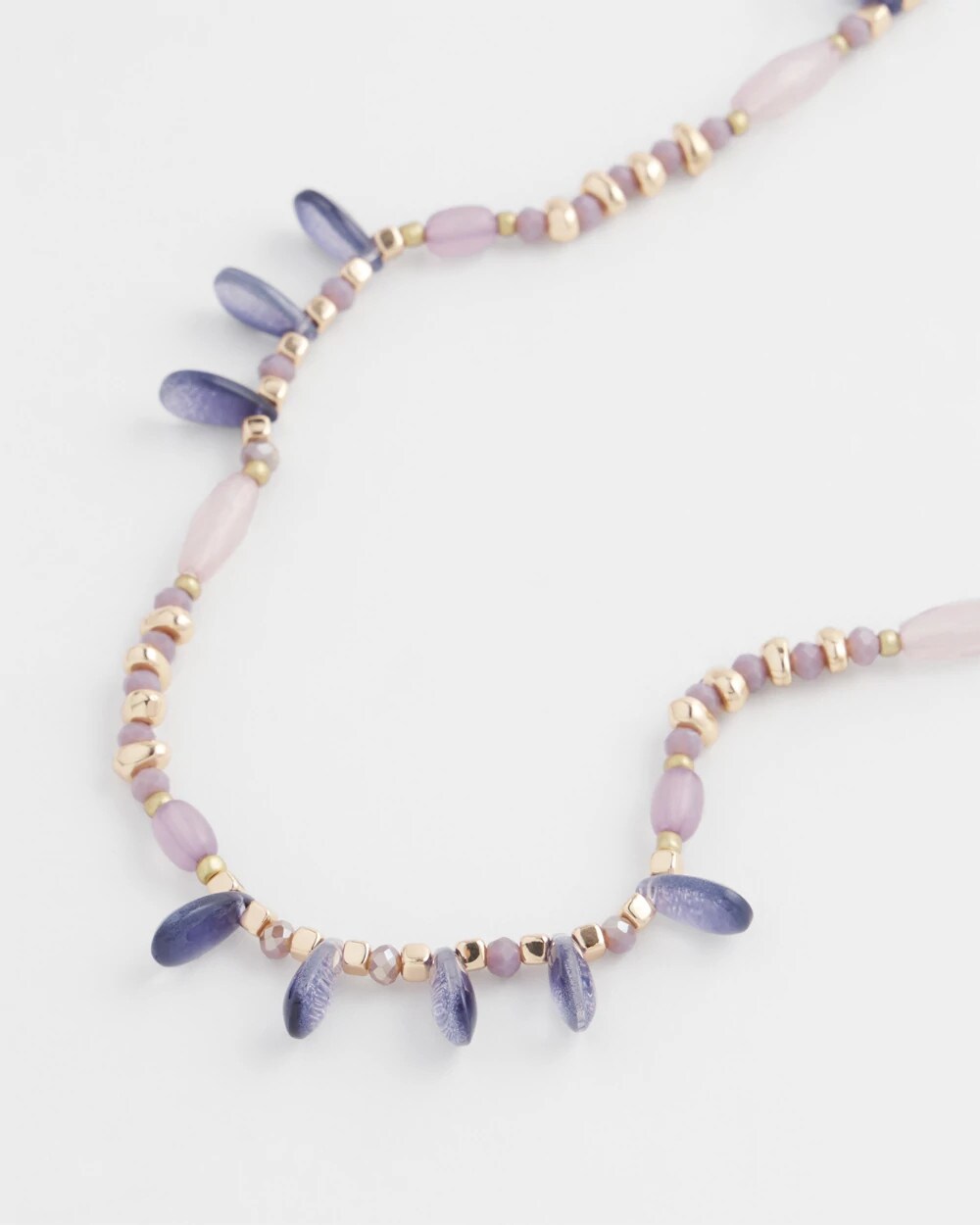 Purple Beaded Single Strand Necklace