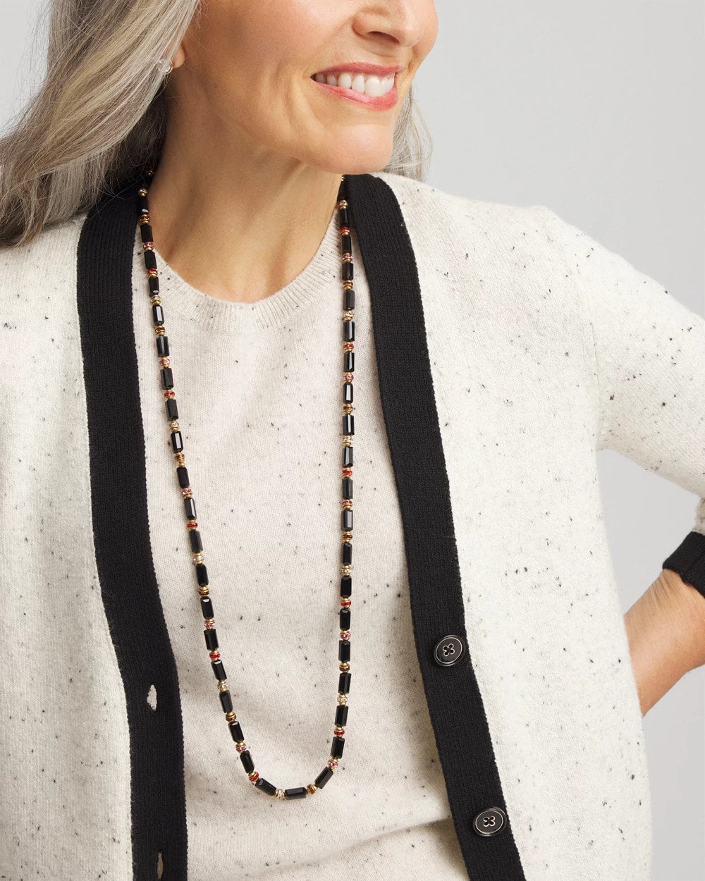 Art Deco Bar Bead Long Necklace