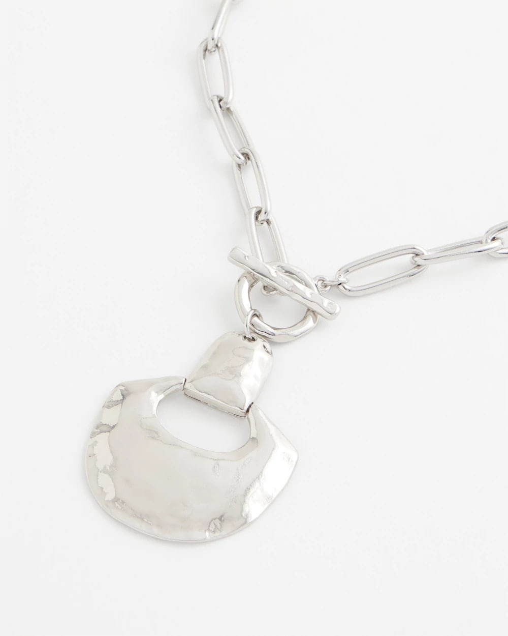 Silvertone Toggle Pendant Necklace