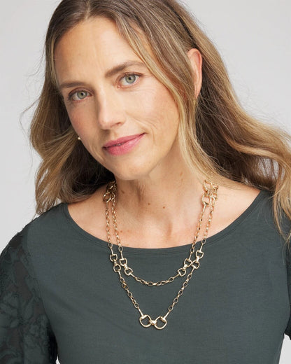 Equestrian Horsebit Long Link Necklace