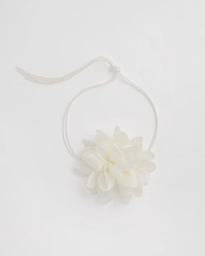 White Flower Tie Choker Necklace