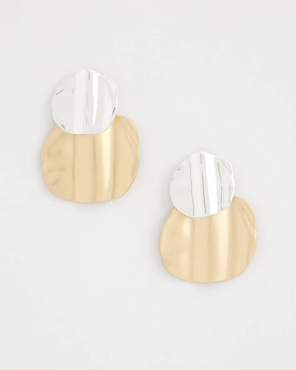 Crinkle Mixed Metal Earrings