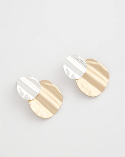 Crinkle Mixed Metal Earrings