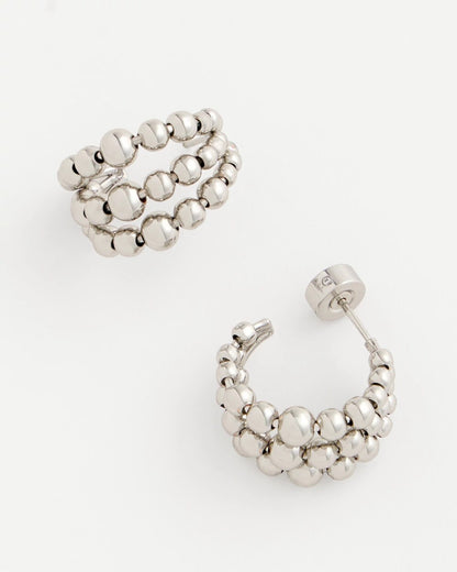 Silver Beaded Mini Hoop Earrings