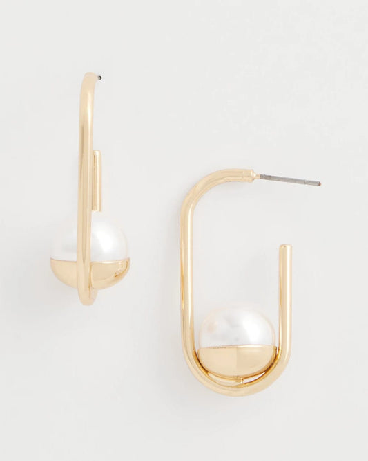 Pearl Gold Hoop Earrings
